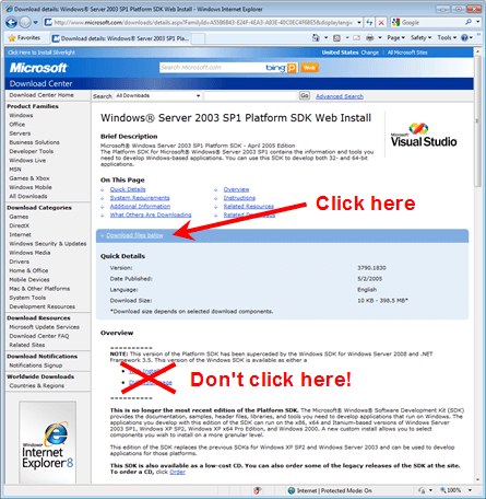 Download and install the Windows 2003 SP1 Platform SDK
