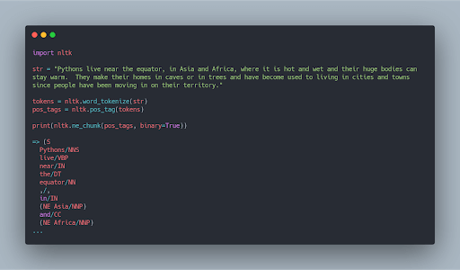 Entity extraction with NLTK