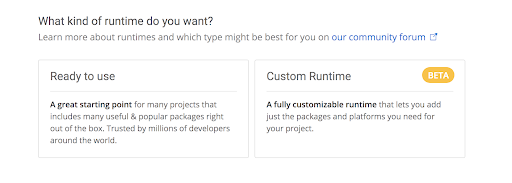 Select a Runtime Type