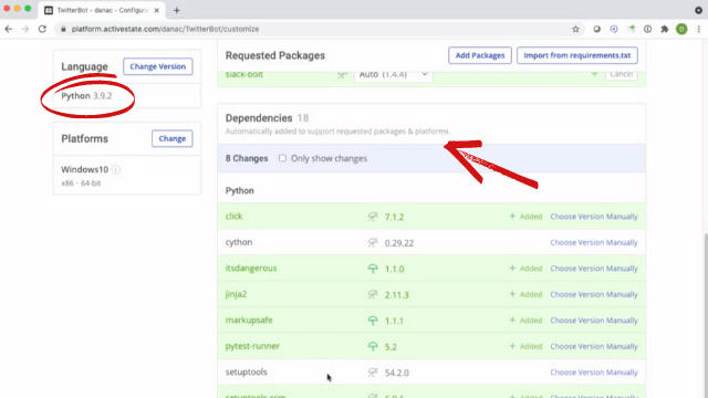 Automate Python 3.9 dependencies