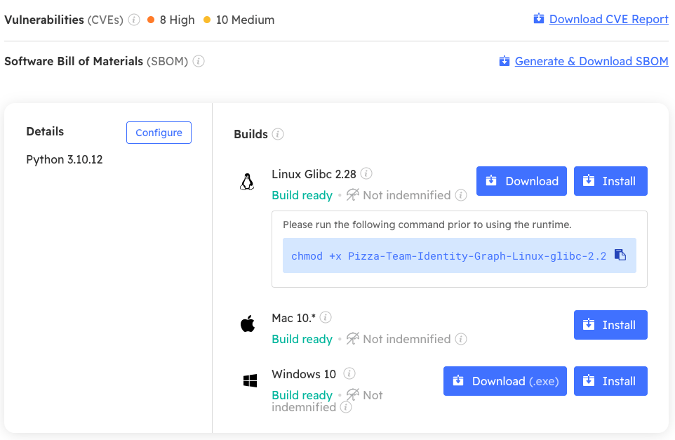 software bill of materials report