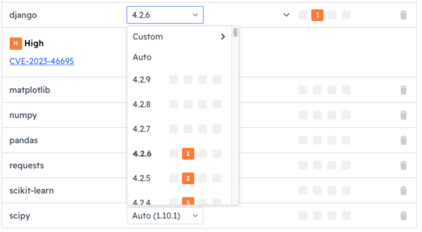 Selecting a non-vulnerable version